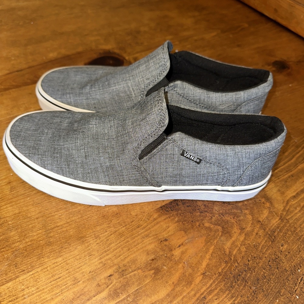 VANS Mens Classic Slip On Canvas Low Top Skate Shoes Size 8 Gray